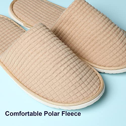 COZYAREA SPA Slippers - Disposable & Reusable Guest Slippers, Unisex Polar Fleece, Washable, Perfect for Weddings & Travel (6 Pairs Grey & 6 Pairs Beige) - Image 2
