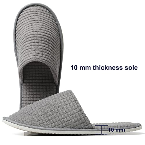 COZYAREA SPA Slippers - Disposable & Reusable Guest Slippers, Unisex Polar Fleece, Washable, Perfect for Weddings & Travel (6 Pairs Grey & 6 Pairs Beige) - Image 4
