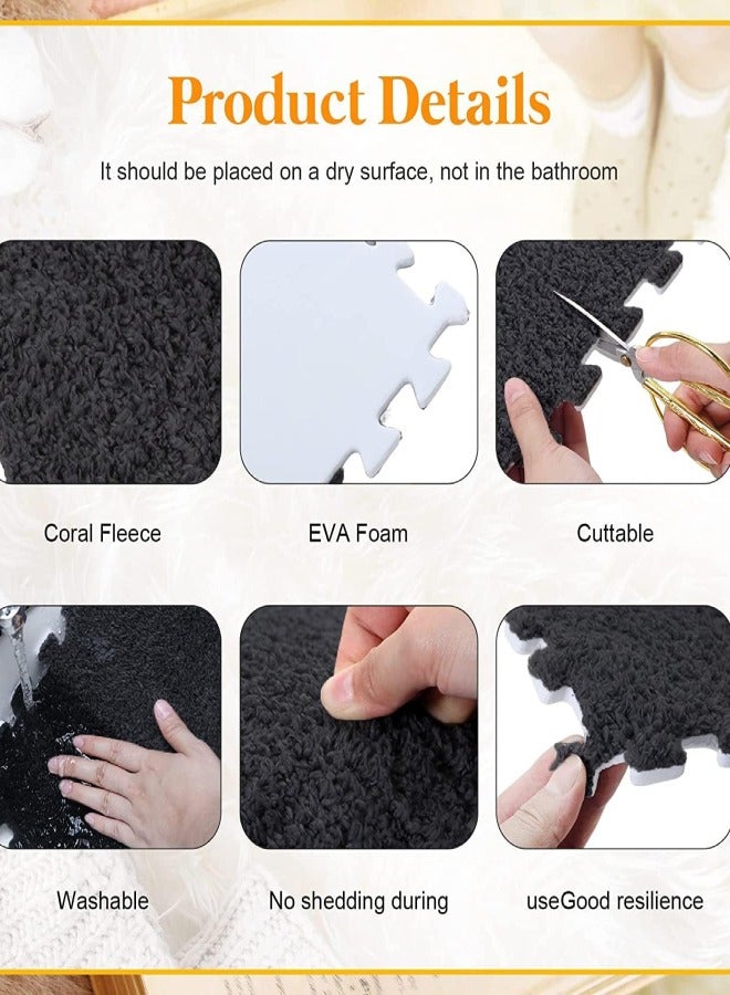 Puzzle Foam Mat Interlocking Carpet Shaggy Soft EVA Foam Mats Fluffy Area Rugs Protective Floor Tiles Exercise Play Mat for Children Kids Room Home Parlor Bedroom Beige 30*30cm - Image 5