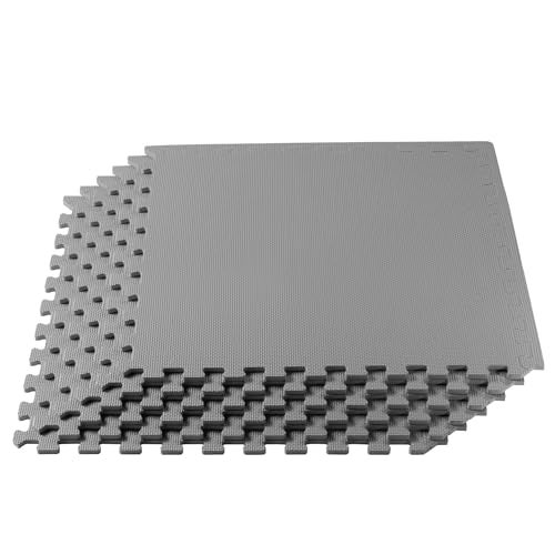 We Sell Mats 3/8 Inch Thick Multipurpose Exercise Floor Mat with EVA Foam, Interlocking Tiles, Anti-Fatigue for Home or Gym, 24 in x 24 in - Image 1