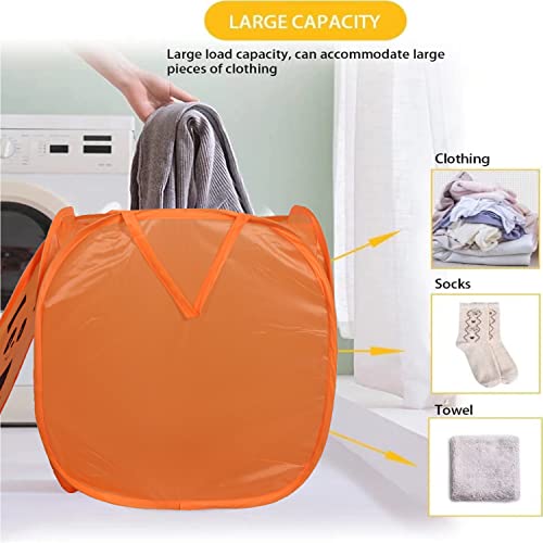Kuber Industries Laundry Basket | Polyester Foldable Laundry Basket | Collapsible Laundry Basket | Square Storage Box With Lid & Side Handles | 45 Liter | Orange - Image 2