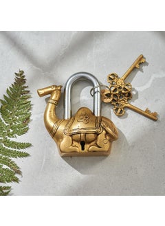 DARBAR CRAFT DARBAR CRAFT Handmade Antique Camel Figurine Brass Lock Vintage Sitting Camel Padlock with 2 Keys  - Image 1