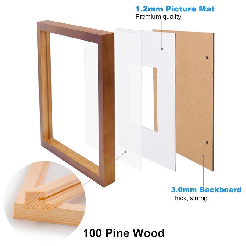 Egofine Egofine 4x6 Picture Frames Set of 4 - Made of Solid Wood for Table Top Display and Wall Mounting photo frame Light Brown  - Image 5