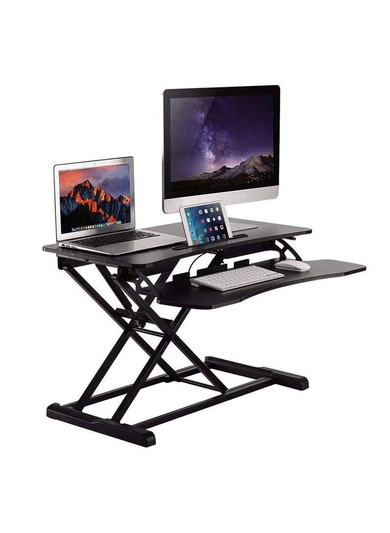 Cool Baby Standing Desk Converter 32inch Height Adjustable Removable Desk Workbench Hydraulic Spring Assist Free Adjustment Height  - Image 1