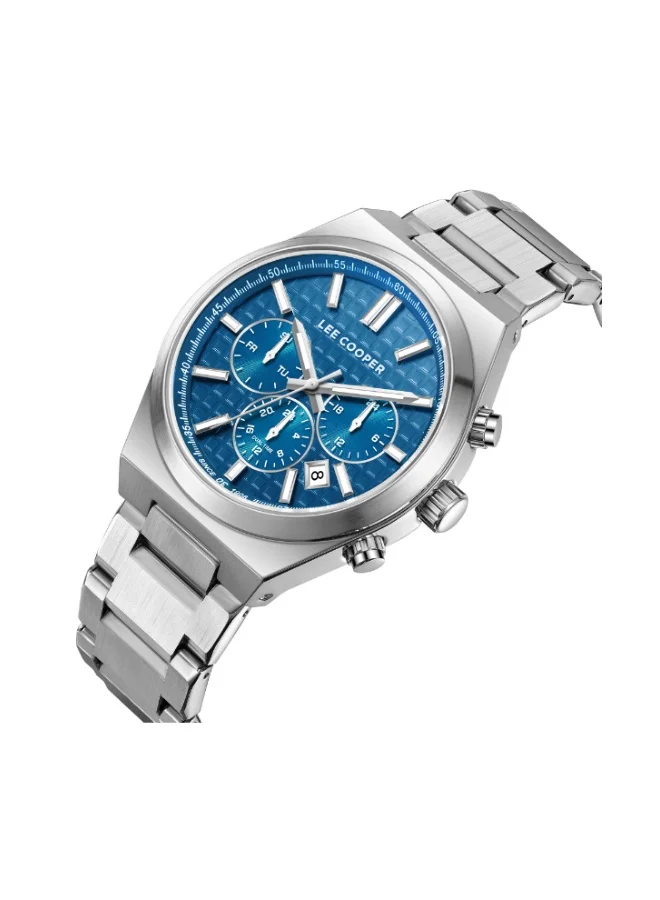 Lee Cooper LEE COOPER Men's JP25 Movement Watch, Multi Function Display and Metal Strap - LC08084.390, Dark Blue