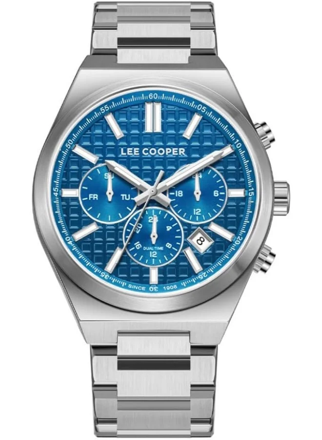 Lee Cooper LEE COOPER Men's JP25 Movement Watch, Multi Function Display and Metal Strap - LC08084.390, Dark Blue