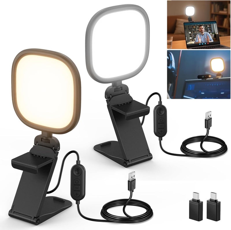 نيوير مصباحي بث أساسيات مقاس 5 بوصات 10 واط LED، إضاءة مكتب USB ثنائية اللون مضاءة الحواف بشاشة كاملة CRI95 مع حامل متعدد الوظائف لشاشة الكمبيوتر المحمول وكاميرا الويب ومؤتمرات Zoom المرئية والتسجيل، NL10 - Image 1
