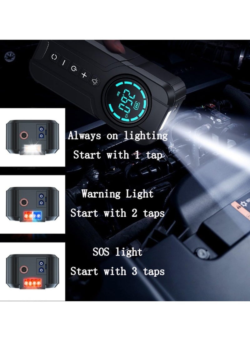 فولو بطارية متنقلة (باور بانك) ومشغل سيارة 3 في 1 بقوة 6000mAh – منفاخ هواء 150PSI، ومصباح LED طوارئ (تيار بدء 2000A) - Image 4