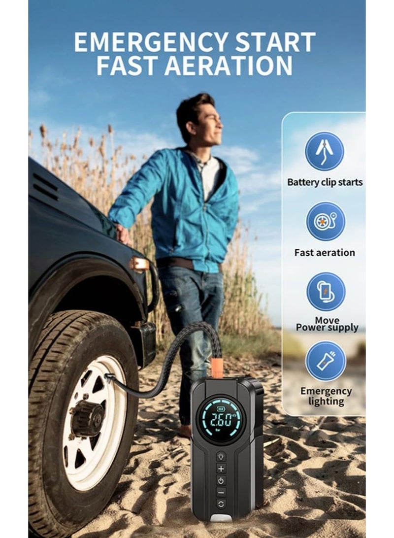 فولو بطارية متنقلة (باور بانك) ومشغل سيارة 3 في 1 بقوة 6000mAh – منفاخ هواء 150PSI، ومصباح LED طوارئ (تيار بدء 2000A) - Image 3