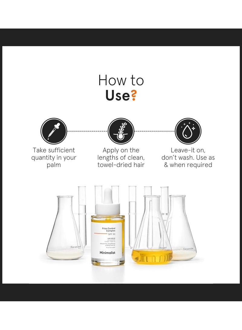 منيماليست SPF 30 Hair Serum For Frizzy Hair With Keratin, Argan Oil & Ceramides | Heat Protection Serum, Smoothens & Protects From UV | Lightweight | Leave In Serum For Women & Men | 50 ml - Image 5