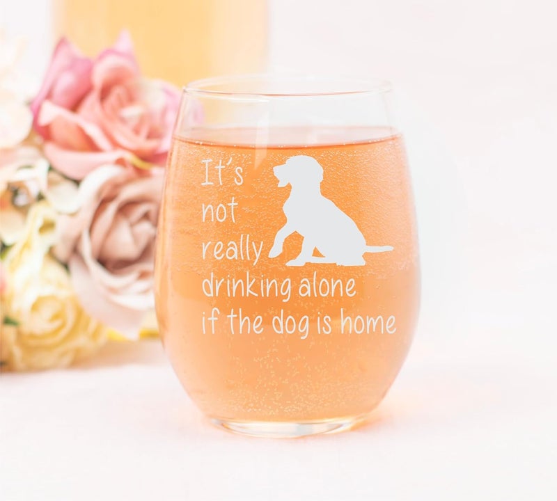 CM The Dog is Home Funny Stemless Wine Glass for Him, Her, Wife, Husband, Friend, Cute Dog Gift for Men Women - 17 oz (Style D1) - Image 3