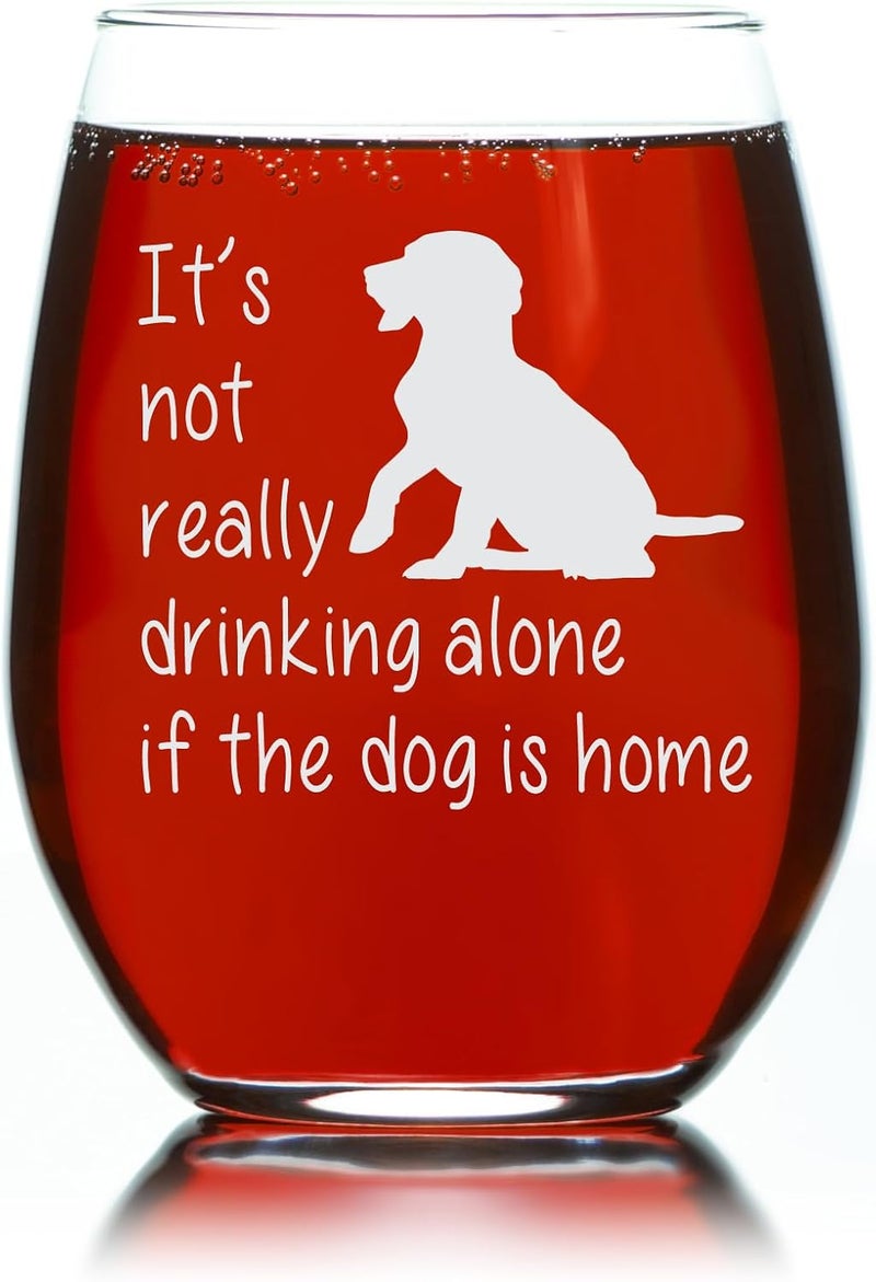 CM The Dog is Home Funny Stemless Wine Glass for Him, Her, Wife, Husband, Friend, Cute Dog Gift for Men Women - 17 oz (Style D1) - Image 4