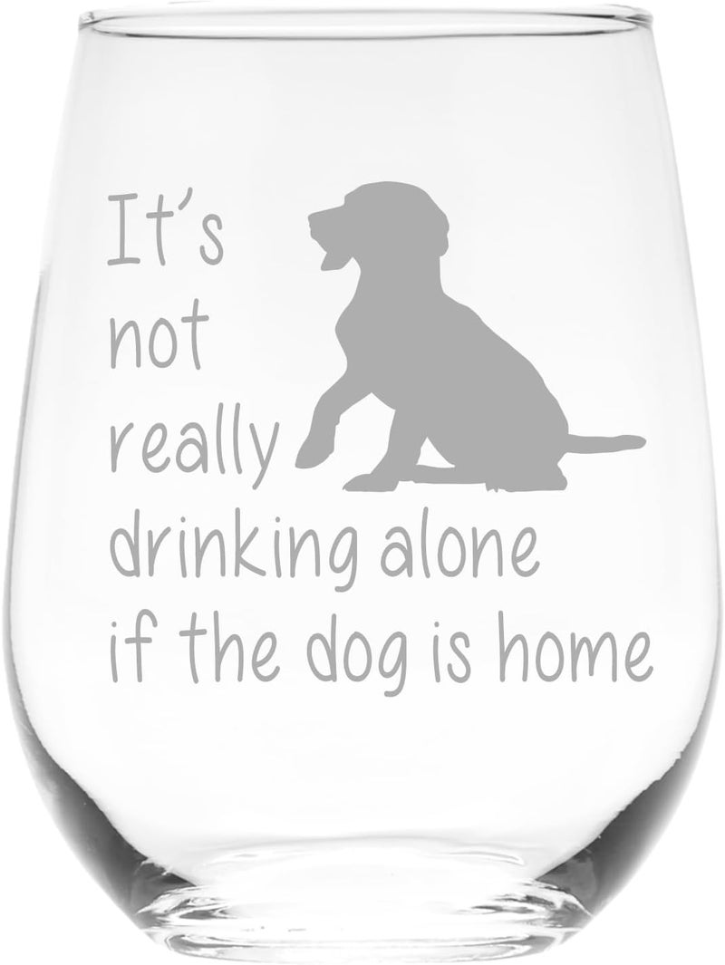 CM The Dog is Home Funny Stemless Wine Glass for Him, Her, Wife, Husband, Friend, Cute Dog Gift for Men Women - 17 oz (Style D1) - Image 1