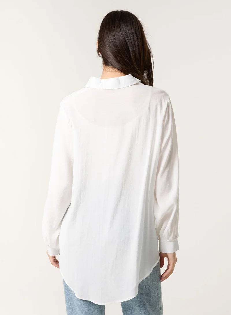 Blue Vanilla Diamante Detailed Classic Shirt