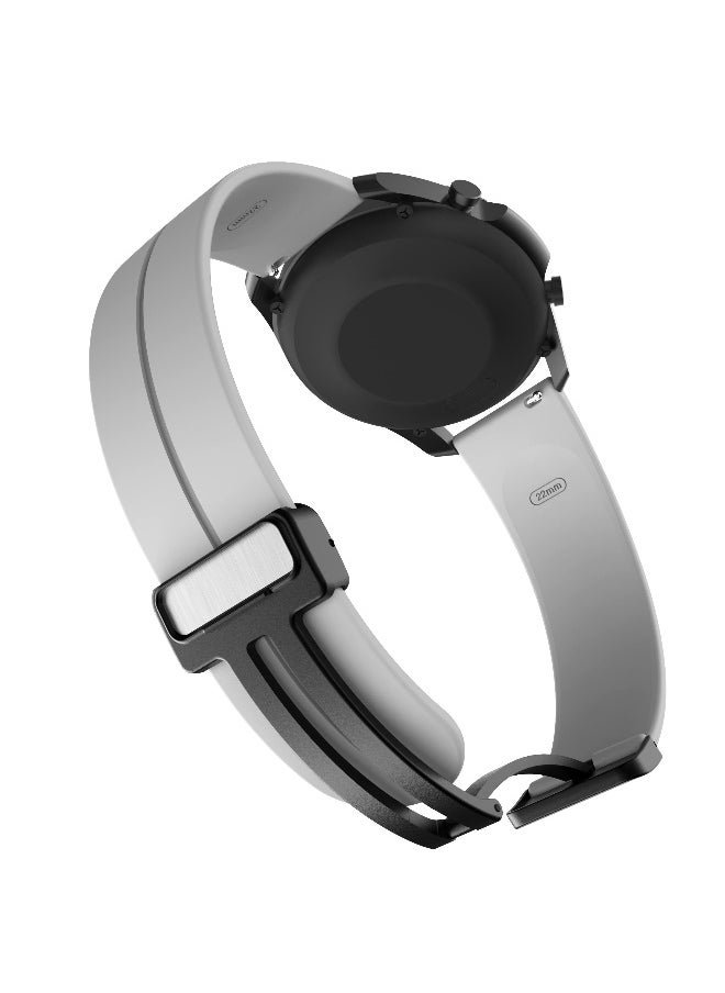 NIBEMINENT - 22MM Straps Compatible with Huawei Watch GT5(46MM)/GT4(46MM)/GT3(46MM)/GT3 Pro(46MM)/GT2(46MM)/GT2e(46MM)/GT/GT Runner,Huawei Watch 4/4 Pro/3/3 Pro,Honor Watch 4 Pro/GS3/Magic Watch 2,Soft Silicone Band With Magnetic Buckle for Men,Women,Light Grey - Image 1