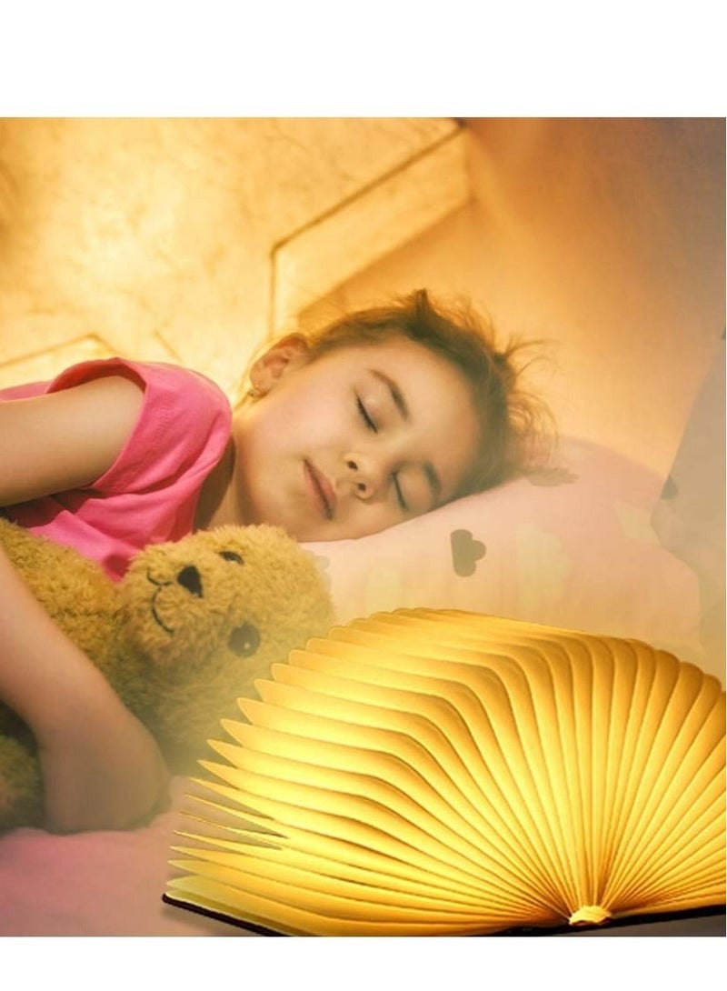 Captaintech Folding Book Light, Portable LED Wooden Book Light 5 Colors USB Bedside Night Light Creative Lighted Book Suitable for Bedroom Reading Home and Office Decoration Gift (White Maple Wood, 17x14x2.5 cm) - Image 3