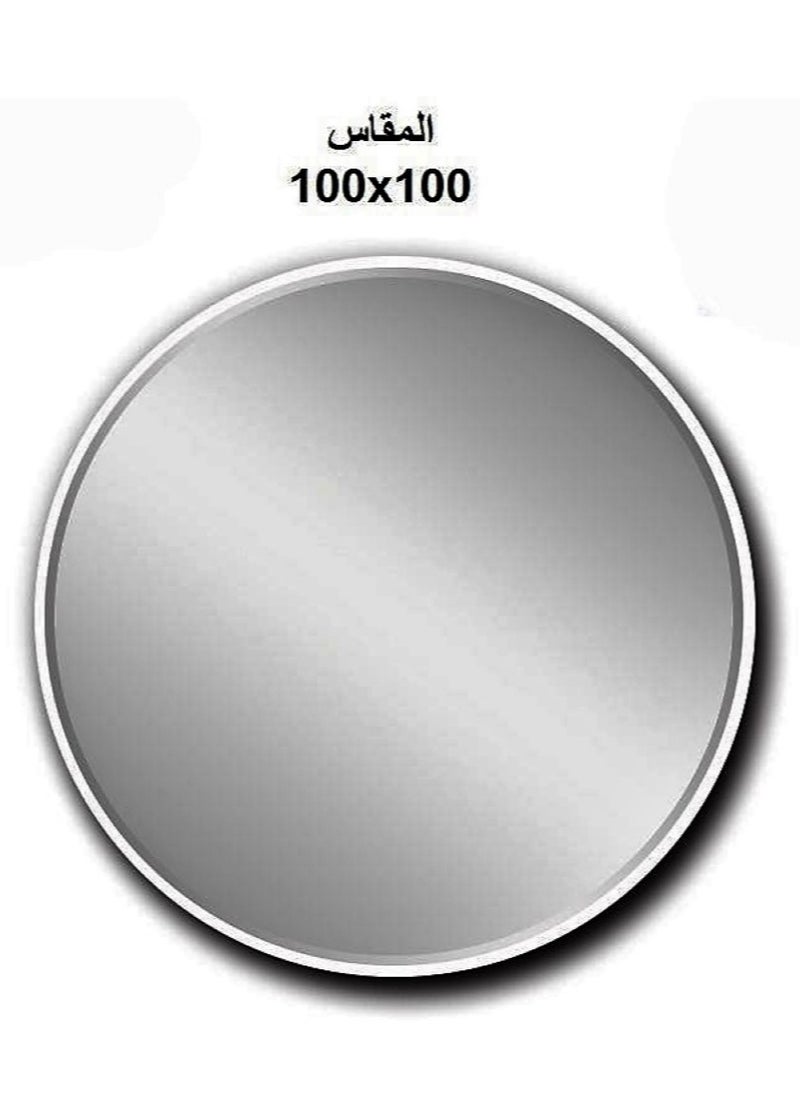 Glass Panel Rounded Circle Design Vanity Mirror 100*100cm
