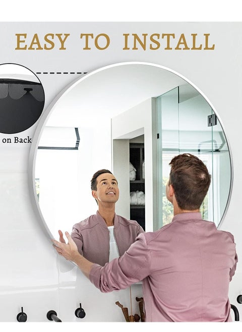 Glass Panel Rounded Circle Design Vanity Mirror 100*100cm
