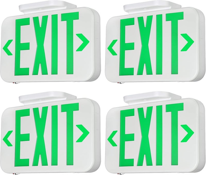 TORCHSTAR LED Exit Sign, Emergency Exit Light with Battery Backup, Double Face, UL 924, AC 120/277V, Damp Location, Hardwired Green Letter Exit Lights for Business Indoor, Pack of 4 - Image 1