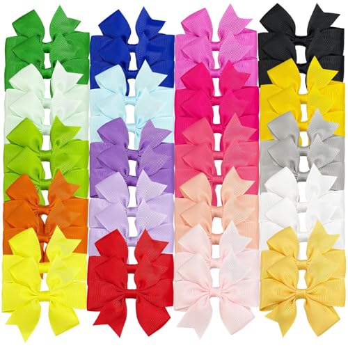 OAOLEER 40Pcs 3inch Hair Bows for Girls Boutique Grosgrain Ribbon Pinwheel Hair Bows Alligator Clips For Girls Baby Toddlers Accessories Teens In Pairs 3inch40pcs Bows - Image 1
