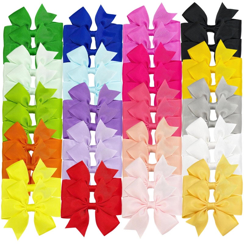OAOLEER 40Pcs 3inch Hair Bows for Girls Boutique Grosgrain Ribbon Pinwheel Hair Bows Alligator Clips For Girls Baby Toddlers Accessories Teens In Pairs 3inch40pcs Bows - Image 2