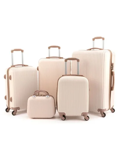 LIMRA Luggage set 5 pieces travel Bags with a distinctive design from limra Beige/gold