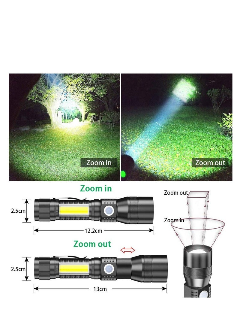 USB Rechargeable Torches, 3 in 1 Super Bright Torches LED Rechargeable, with whitelight redlight  UV, Waterproof Torch, 7 Modes, Zoomable, for Camping, Emergency (2 Pcs) - Image 2