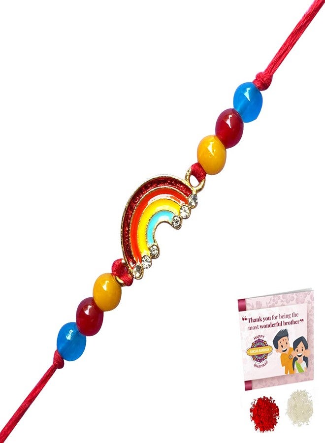 Fabdrap - Cute Cartoon Rakhi for Baby/Kids Brother/Sister with Greeting Card (RainbowRakhi)
