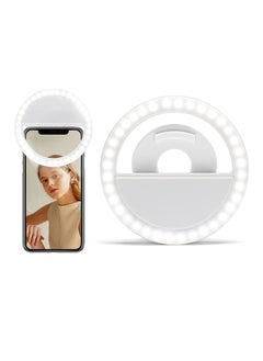 DUSALA Mini Clip on Selfie Ring Light White with 36 LED for Smart Phone Camera[Rechargeable]  - Image 1