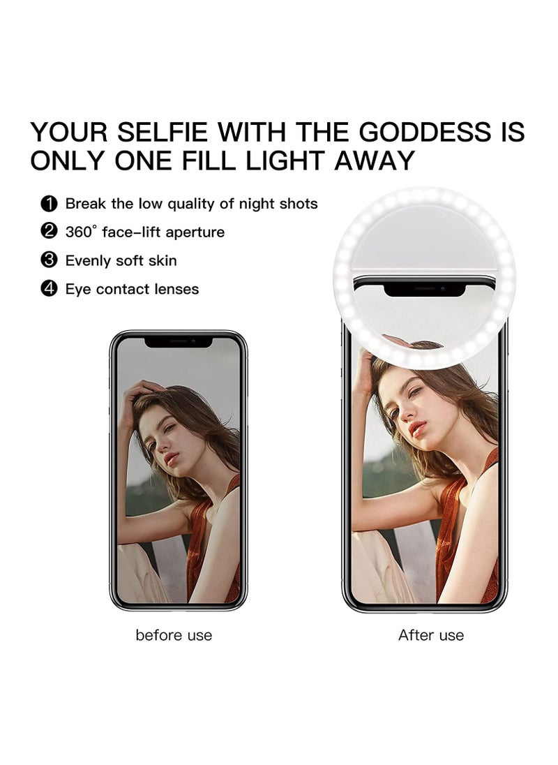 DUSALA Mini Clip on Selfie Ring Light White with 36 LED for Smart Phone Camera[Rechargeable]  - Image 4