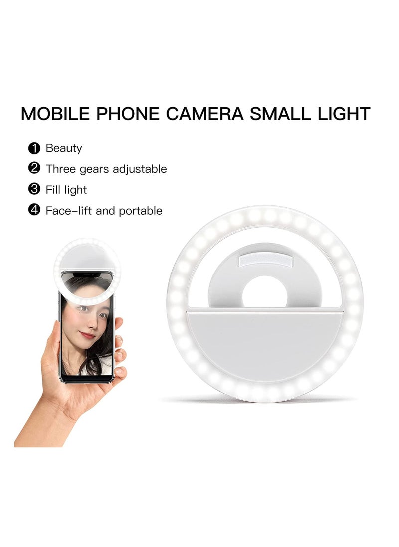 Mini Clip on Selfie Ring Light White with 36 LED for Smart Phone Camera[Rechargeable]