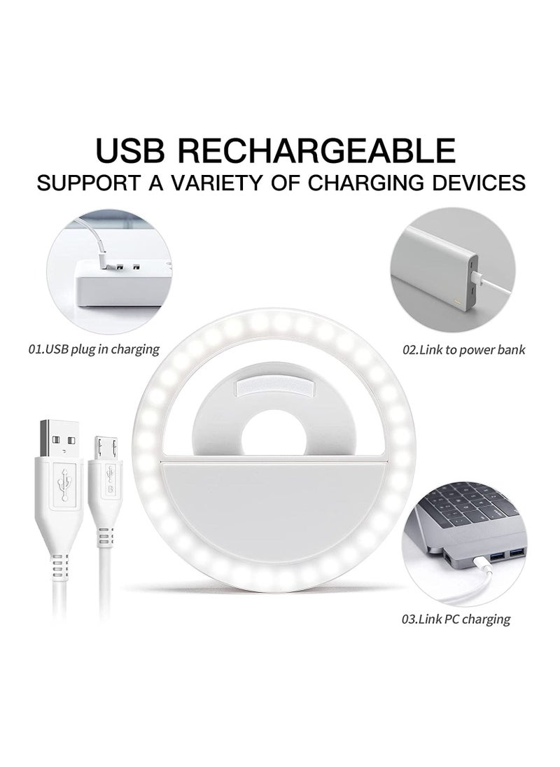 DUSALA Mini Clip on Selfie Ring Light White with 36 LED for Smart Phone Camera[Rechargeable]  - Image 2