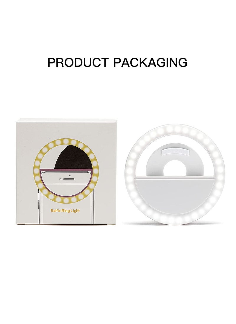 Mini Clip on Selfie Ring Light White with 36 LED for Smart Phone Camera[Rechargeable]