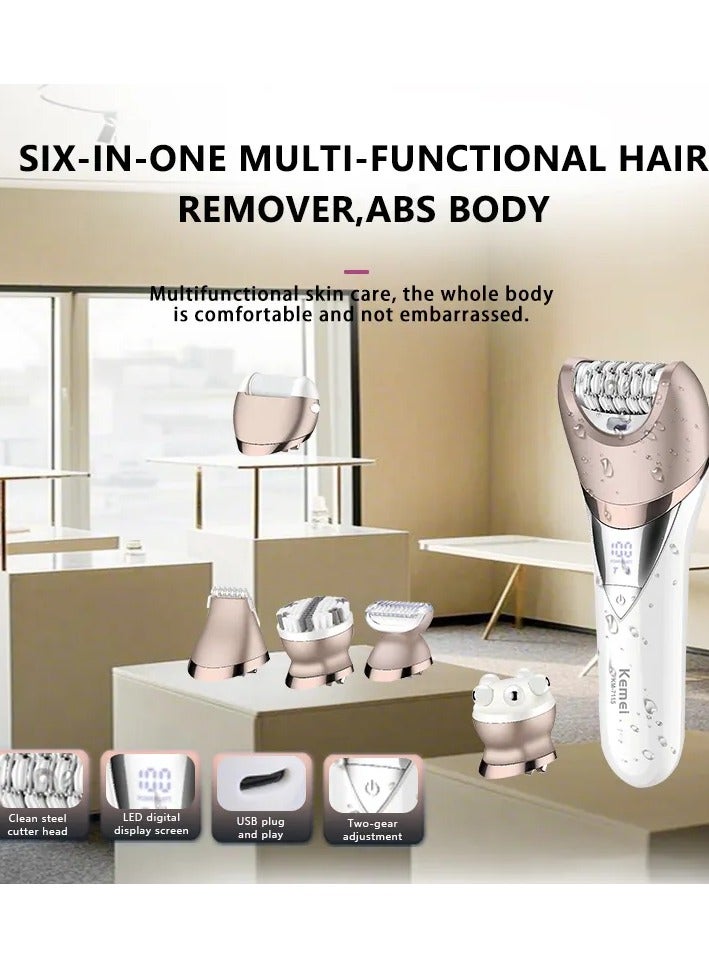 Kemei KM-7115 Waterproof 6-in-1 Hair Removal Device White - Image 5