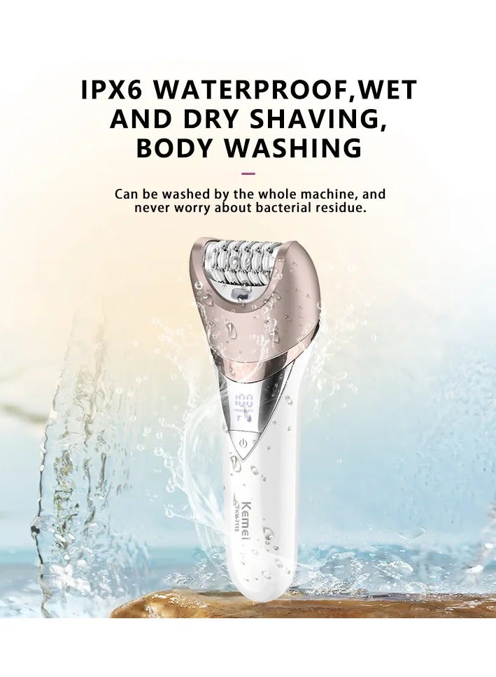 Kemei KM-7115 Waterproof 6-in-1 Hair Removal Device White - Image 4