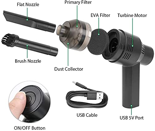 Honlibey New Cordless Mini Computer Vacuum, Portable Vacuum Cleaner Keyboard Cleaner Kit - Cleaning Dust, Hairs, Crumbs, Scraps, Ash for Laptop, Keyboard, Computer,Car, Pet House, Sewing Machine - Image 2