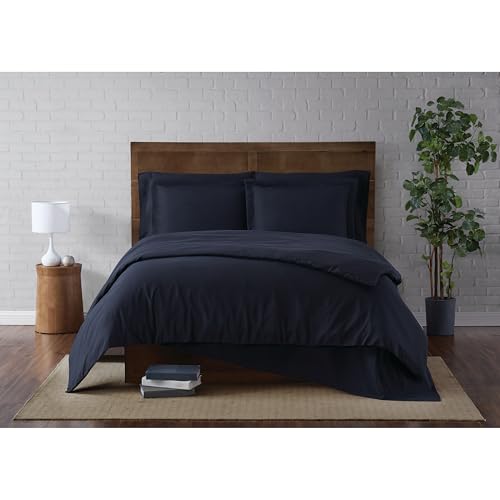 TRULY SOFT Everyday Duvet Set Black Polyester 3-Piece Full/Queen Duvet Set, Solid Color Themed, for Men and Women, Oeko-TEX Certified Confidence - Image 1