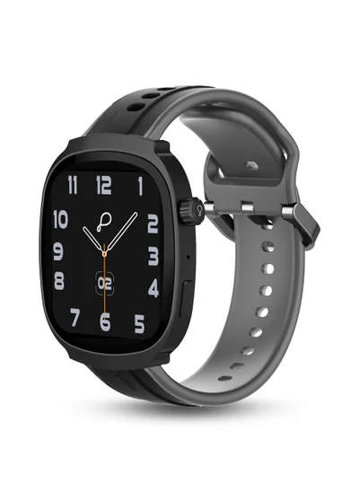 Pebble Axis 1.96" AMOLED Display Smartwatch, Functional Rotating Crown, Quick Notification, Always on Display, Bluetooth Calling, SpO2 Monitoring, Heart Rate Monitoring, Multiple Sports Modes, Jet Black