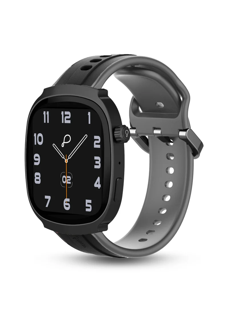 Pebble Axis 1.96" AMOLED Display Smartwatch, Functional Rotating Crown, Quick Notification, Always on Display, Bluetooth Calling, SpO2 Monitoring, Heart Rate Monitoring, Multiple Sports Modes, Jet Black