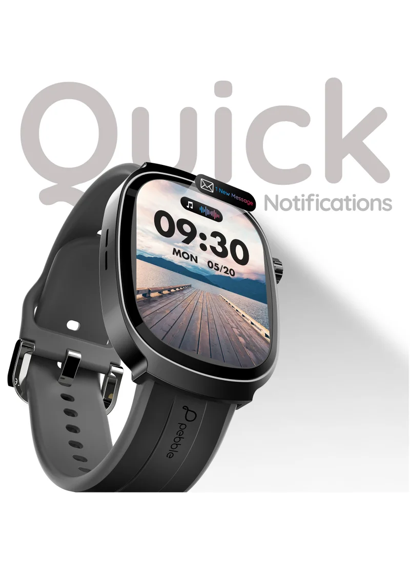 Pebble Axis 1.96" AMOLED Display Smartwatch, Functional Rotating Crown, Quick Notification, Always on Display, Bluetooth Calling, SpO2 Monitoring, Heart Rate Monitoring, Multiple Sports Modes, Jet Black