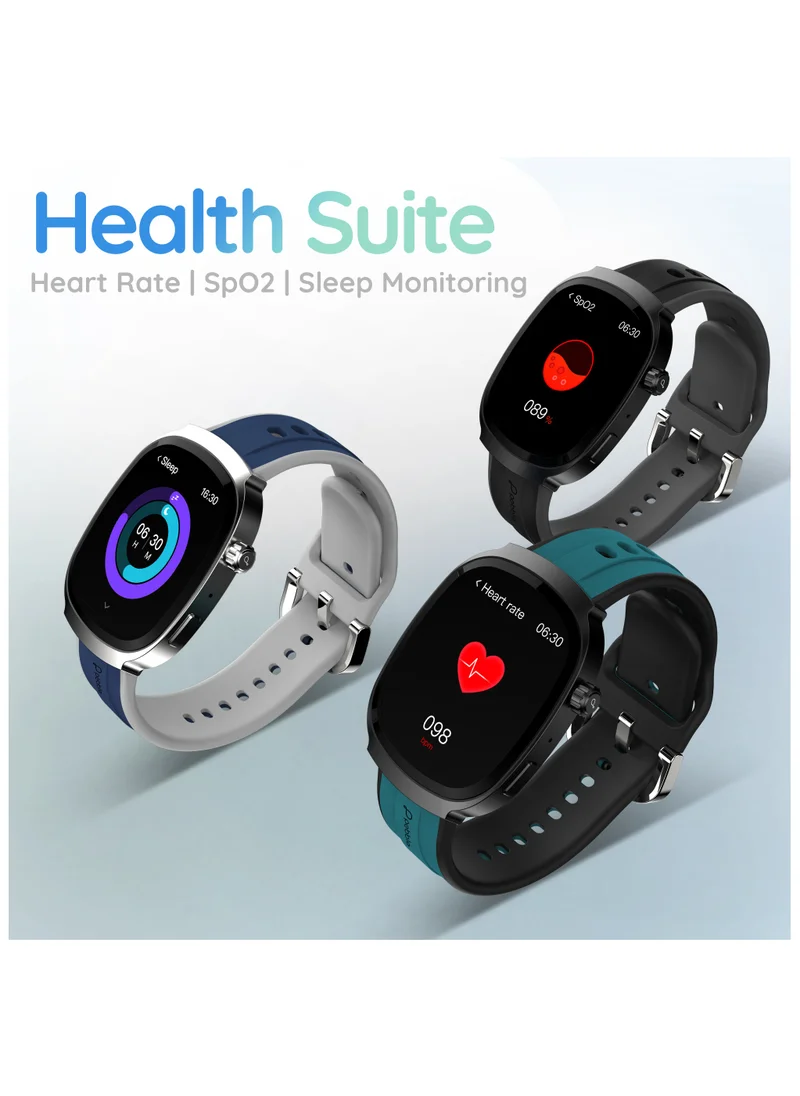 Pebble Axis 1.96" AMOLED Display Smartwatch, Functional Rotating Crown, Quick Notification, Always on Display, Bluetooth Calling, SpO2 Monitoring, Heart Rate Monitoring, Multiple Sports Modes, Jet Black