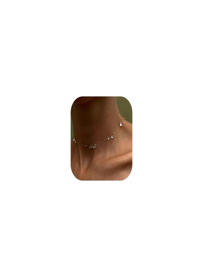 YANCHUN Dew Drop Necklace Choker Necklace for Women Clear Drop Necklaces Lariat Necklaces for Women Handmade Dew Jewelry - Image 1