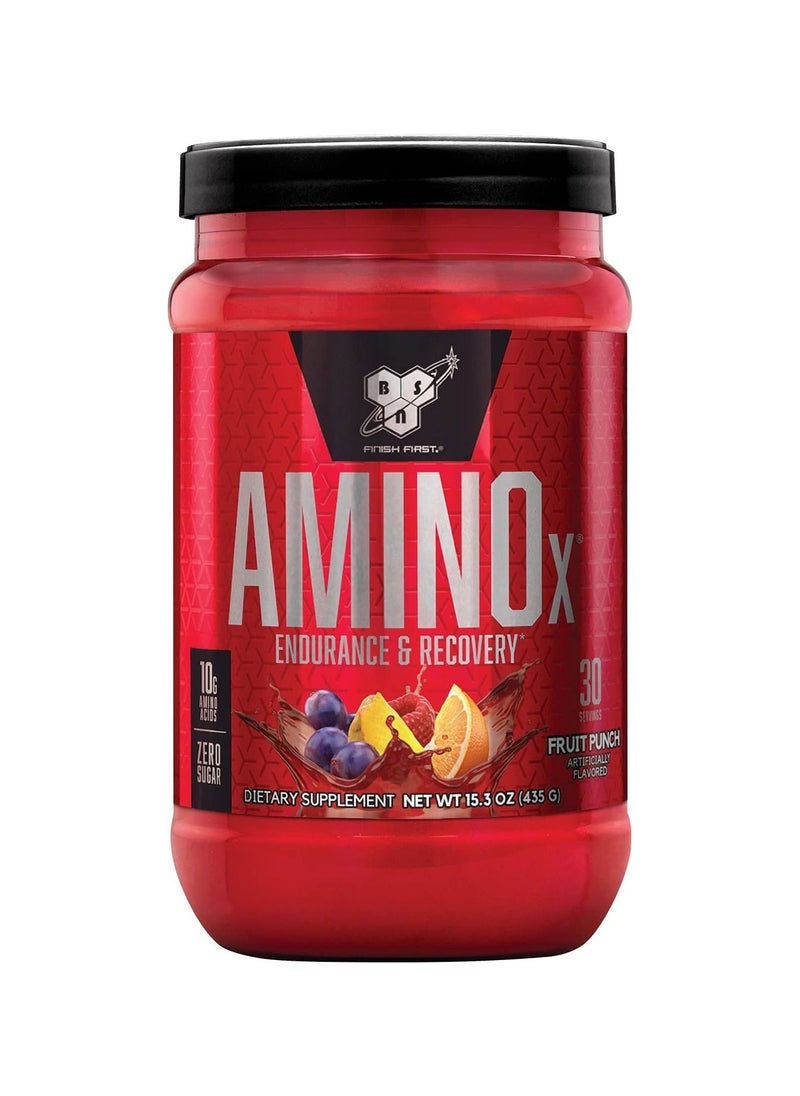 Amino X Muscle Recovery & Endurance Powder with BCAAs, 10 Grams of Amino Acids, Keto Friendly, Caffeine Free, Flavor: Fruit Punch, 30 servings