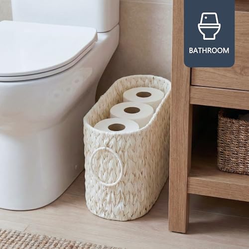 Coeusy Toilet Paper BasketBoho Decorative Toilet Paper StorageLarge Wicker Basket for Bathroom StorageFree Standing - Image 3