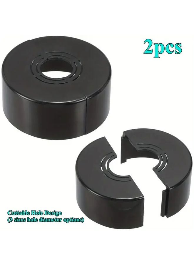 2Pcs Black ABS Plastic Faucet Escutcheon Cover Cuttable Flange For Bathroom Sink - Image 2