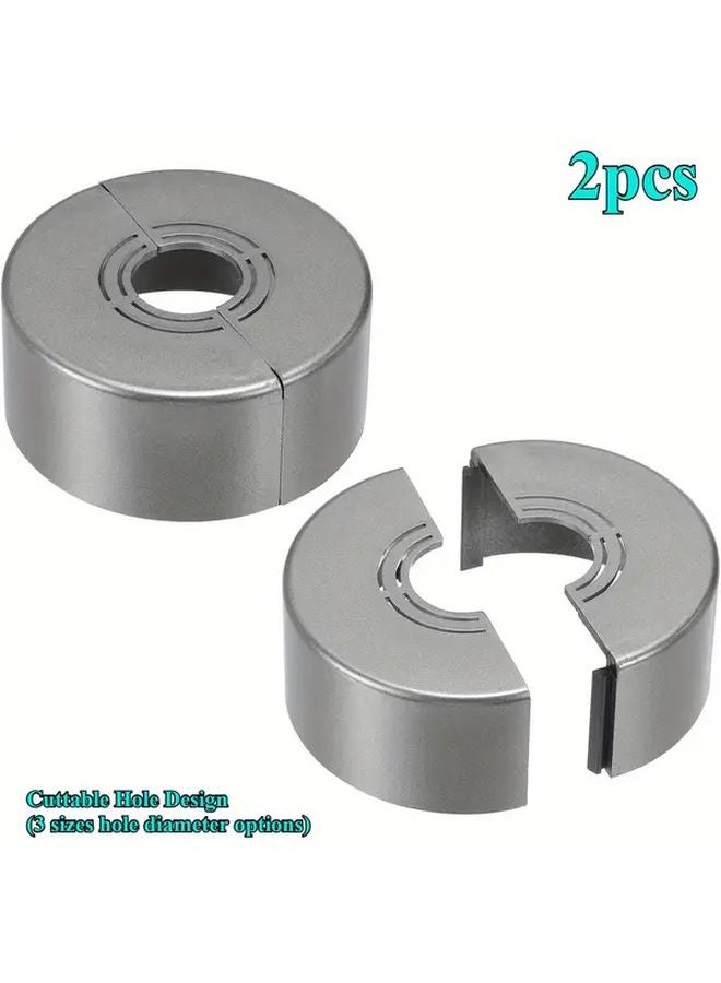 2Pcs Black ABS Plastic Faucet Escutcheon Cover Cuttable Flange For Bathroom Sink - Image 3