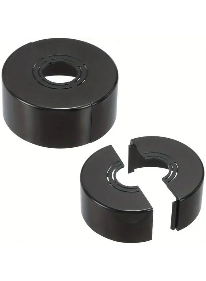 2Pcs Black ABS Plastic Faucet Escutcheon Cover Cuttable Flange For Bathroom Sink - Image 1