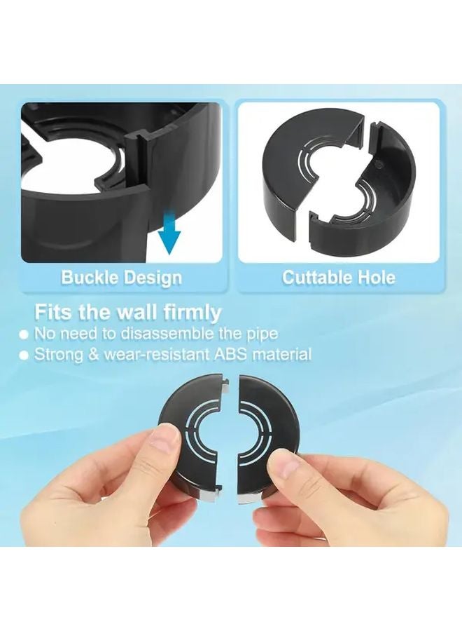 2Pcs Black ABS Plastic Faucet Escutcheon Cover Cuttable Flange For Bathroom Sink - Image 4