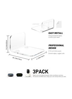 XiuWoo Acrylic Floating Wall Shelves Set of 3 for Security Cameras, Baby Monitors, Speakers, Universal Small Wall Shelf with Cable Clips, 10-Piece Strong Tapes, No Drill, Clear  - Image 3