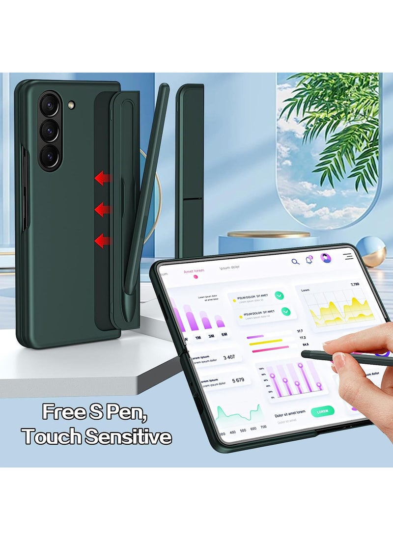 Rock Pow - for Samsung Galaxy Z Fold 5 Case with S Pen [Changable S Pen Holder & Kickstand ] [Support Wireless Charging] Matte Z Fold 5 Case Hard PC Shockproof Anti-Scratch Case for Samsung Z Fold 5 - Image 1
